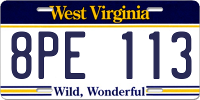 WV license plate 8PE113