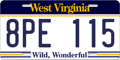 WV license plate 8PE115