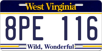WV license plate 8PE116
