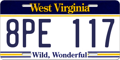 WV license plate 8PE117