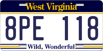 WV license plate 8PE118