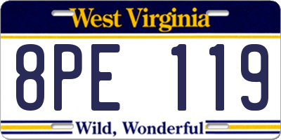 WV license plate 8PE119