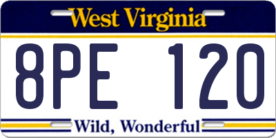 WV license plate 8PE120