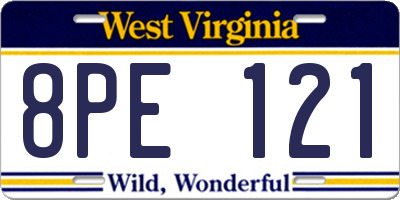 WV license plate 8PE121