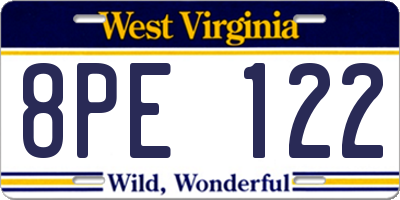 WV license plate 8PE122