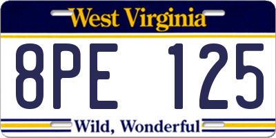WV license plate 8PE125
