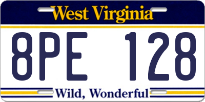 WV license plate 8PE128