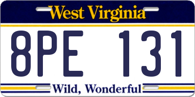 WV license plate 8PE131