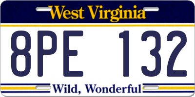 WV license plate 8PE132