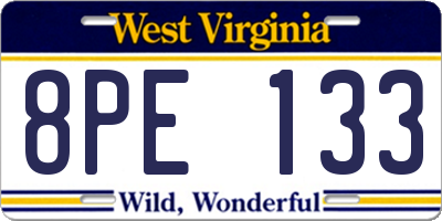 WV license plate 8PE133