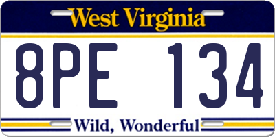 WV license plate 8PE134
