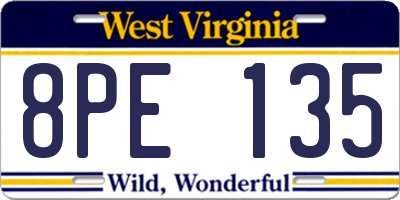 WV license plate 8PE135