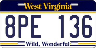 WV license plate 8PE136