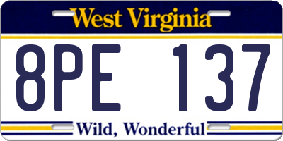 WV license plate 8PE137