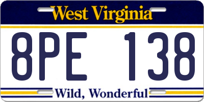 WV license plate 8PE138
