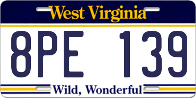 WV license plate 8PE139