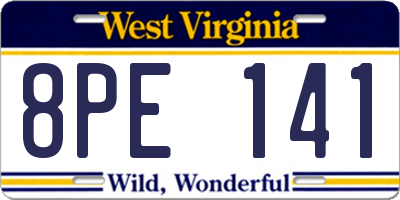 WV license plate 8PE141