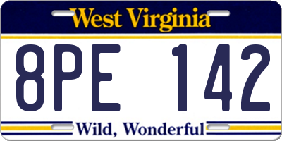 WV license plate 8PE142