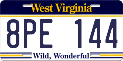 WV license plate 8PE144