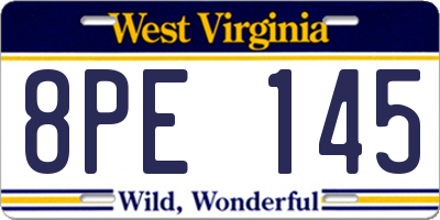 WV license plate 8PE145