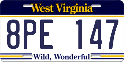 WV license plate 8PE147