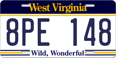 WV license plate 8PE148