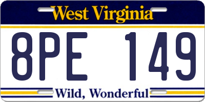 WV license plate 8PE149