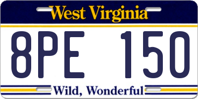 WV license plate 8PE150