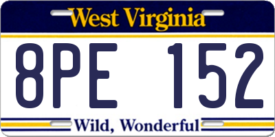 WV license plate 8PE152