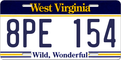 WV license plate 8PE154