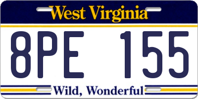 WV license plate 8PE155
