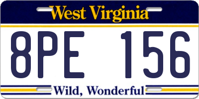 WV license plate 8PE156
