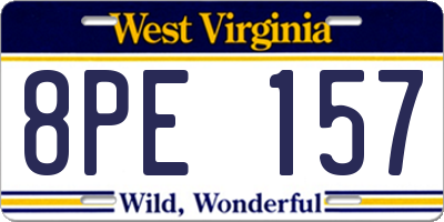 WV license plate 8PE157