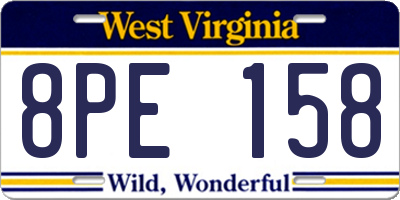 WV license plate 8PE158