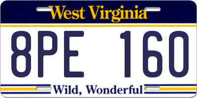 WV license plate 8PE160