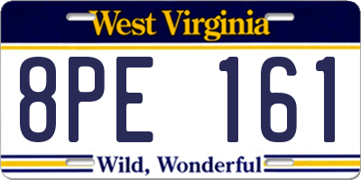 WV license plate 8PE161