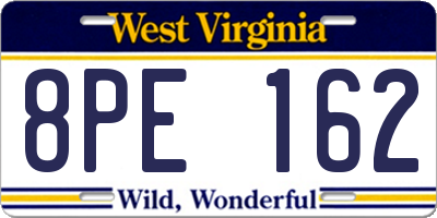WV license plate 8PE162