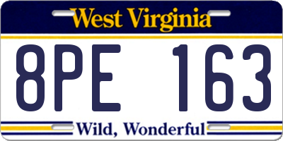 WV license plate 8PE163