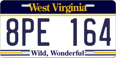 WV license plate 8PE164