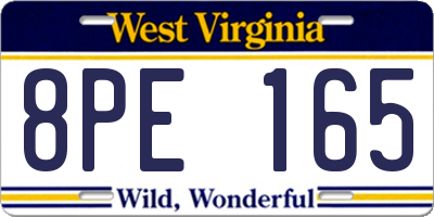WV license plate 8PE165