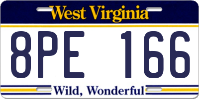WV license plate 8PE166