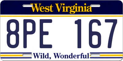 WV license plate 8PE167