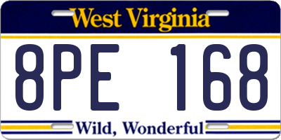 WV license plate 8PE168