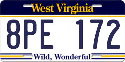 WV license plate 8PE172