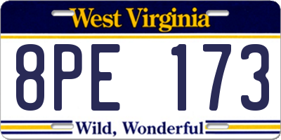 WV license plate 8PE173