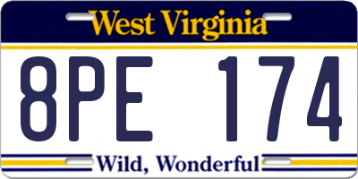 WV license plate 8PE174