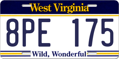WV license plate 8PE175