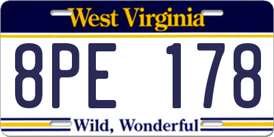 WV license plate 8PE178