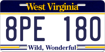 WV license plate 8PE180