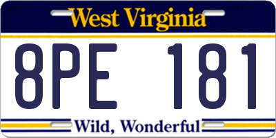 WV license plate 8PE181